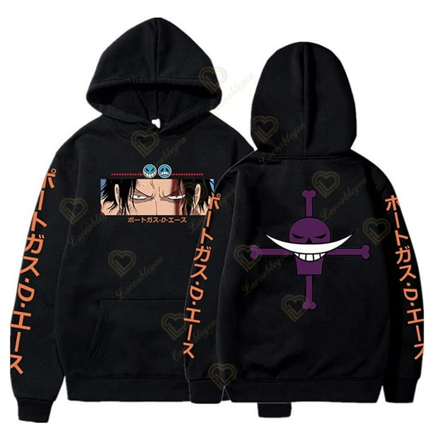 Sudadera con capucha de Manga larga para hombre sudadera con capucha de One Piece Anime japones Portgas D Ace Nika Luffy Joybox Harajuku otono