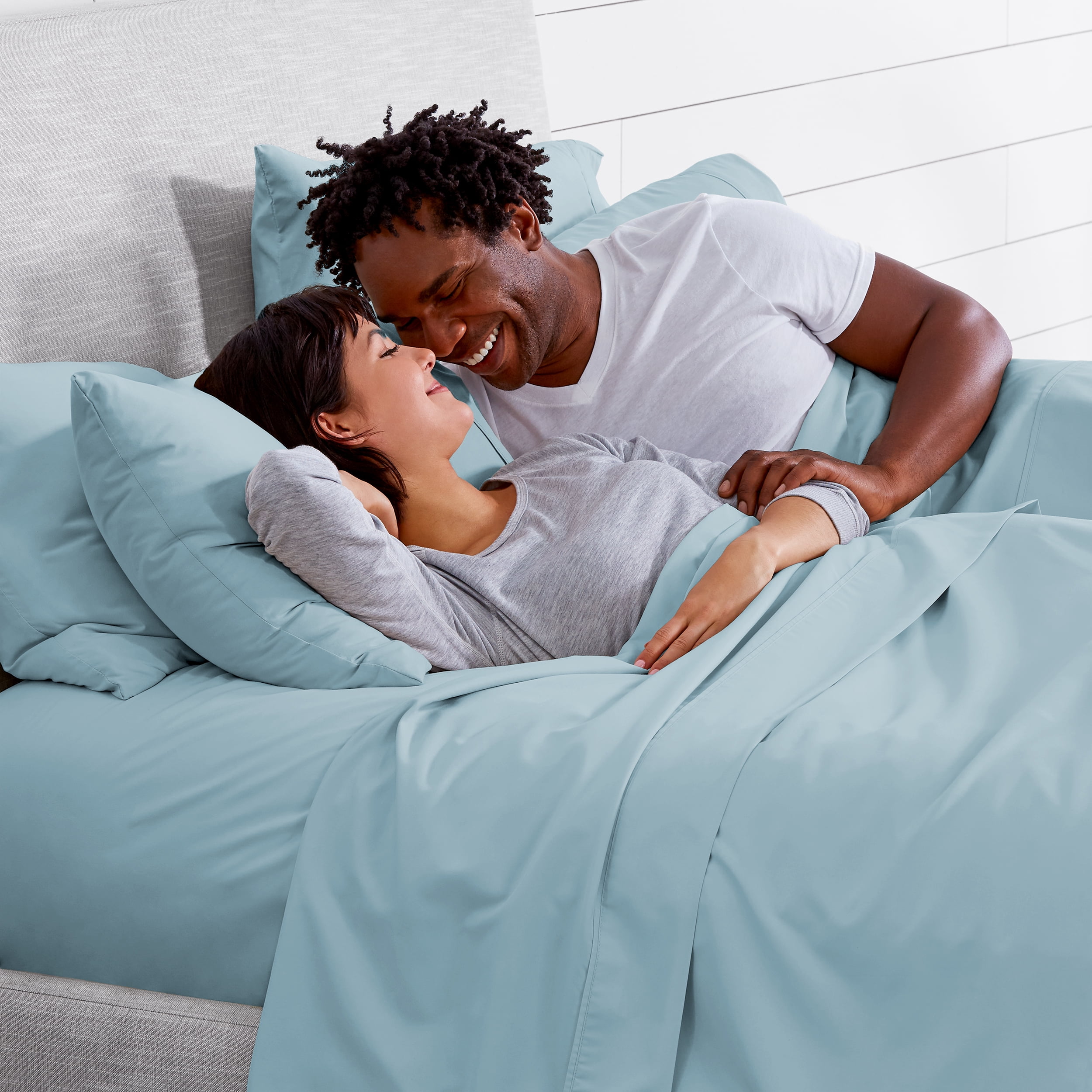 Bare Home 6 Piece Sheet Set, Microfiber, 2 Extra Pillowcases, Cal King, Light Blue