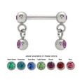 thumbnail image 1 of Surgical Steel Jeweled Dangle Nipple Barbell 14 Gauge with CZ Gems, 1 of 2