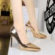 thumbnail image 2 of Tacones altos estilo banquete para mujer con tacones finos para mujer, boca poco profunda, punta puntiaguda, estampado de piedras, tacones sencillos sexys para discoteca, 2 of 5