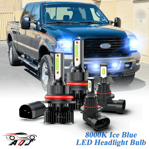 8000K Ice Blue LED Headlight Bulbs   Foglights Combo Kit For Ford F-250 F-350 Super Duty 2001-2004