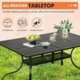 thumbnail image 5 of SOLAURA Outdoor Patio Dining Rectangle Metal Table for 6-Person with Umbrella Hole, Black, 5 of 7