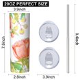 thumbnail image 3 of Floral 20 Oz Stainless Steel Skinny Tumbler – Vacuum Insulated Slim Travel Cup with Lid & Stainless Steel Straw, 360° Full Wrap Printed Tumbler for Home, Office & Outdoor Use, Flowers, 3 of 6