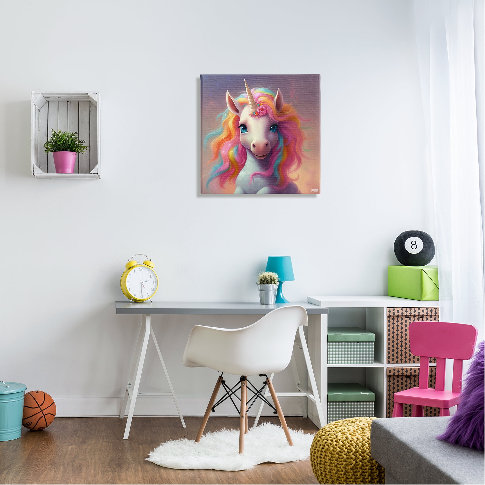 Stupell Industries Happy Baby Unicorn Fairy Tales & Fantasy Painting Gallery Wrapped Canvas Art Print Wall Art, 24 x 24
