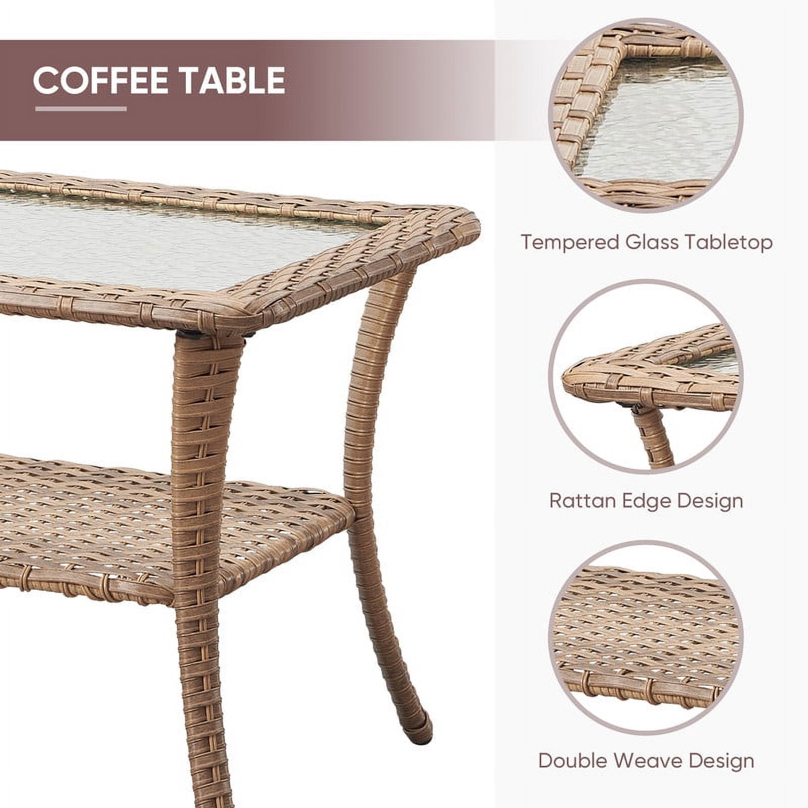 PARKWELL 4 Pieces Outdoor Patio Furniture Set Wicker Rattan Swivel Glider Chairs Cushioned Sofa Coffee Table All-Weather Conversation Sectional with Anti-Slip Cushions for Balcony
