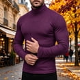thumbnail image 3 of JAFSPIFXO Men's Turtleneck Sweater Solid Color Knit Long Sleeve Slim Fitted Stretch Pullover Sweater Tops, 3 of 7