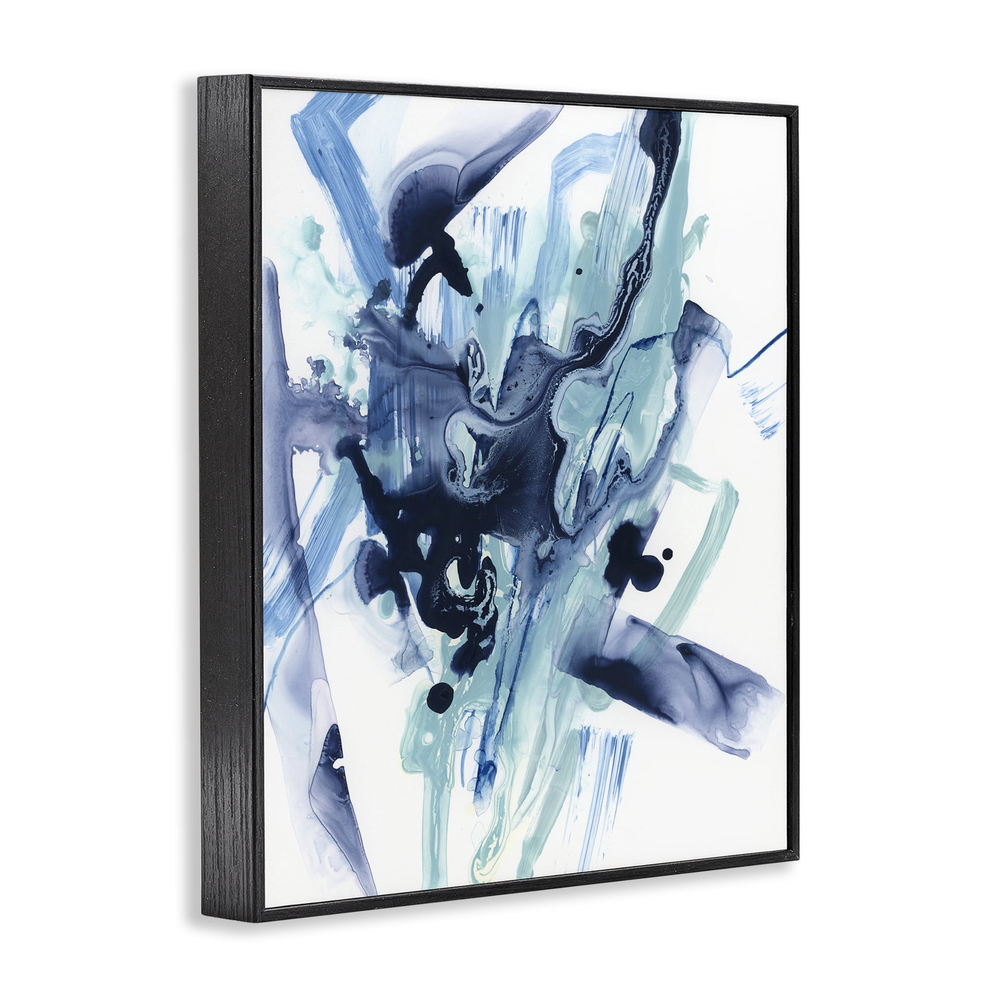 Stupell Industries Fluid Chaotic Abstraction Abstract Painting Black Framed Art Print Wall Art, 24 x 30