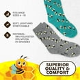 thumbnail image 3 of Foozys Small/Medium Novelty Crew Socks | Buzzy Bees Cute, Fun & Makes a Great Gift! | 2 Pair (Green & Grey) | Women’s Shoe Size 4-10, 3 of 8