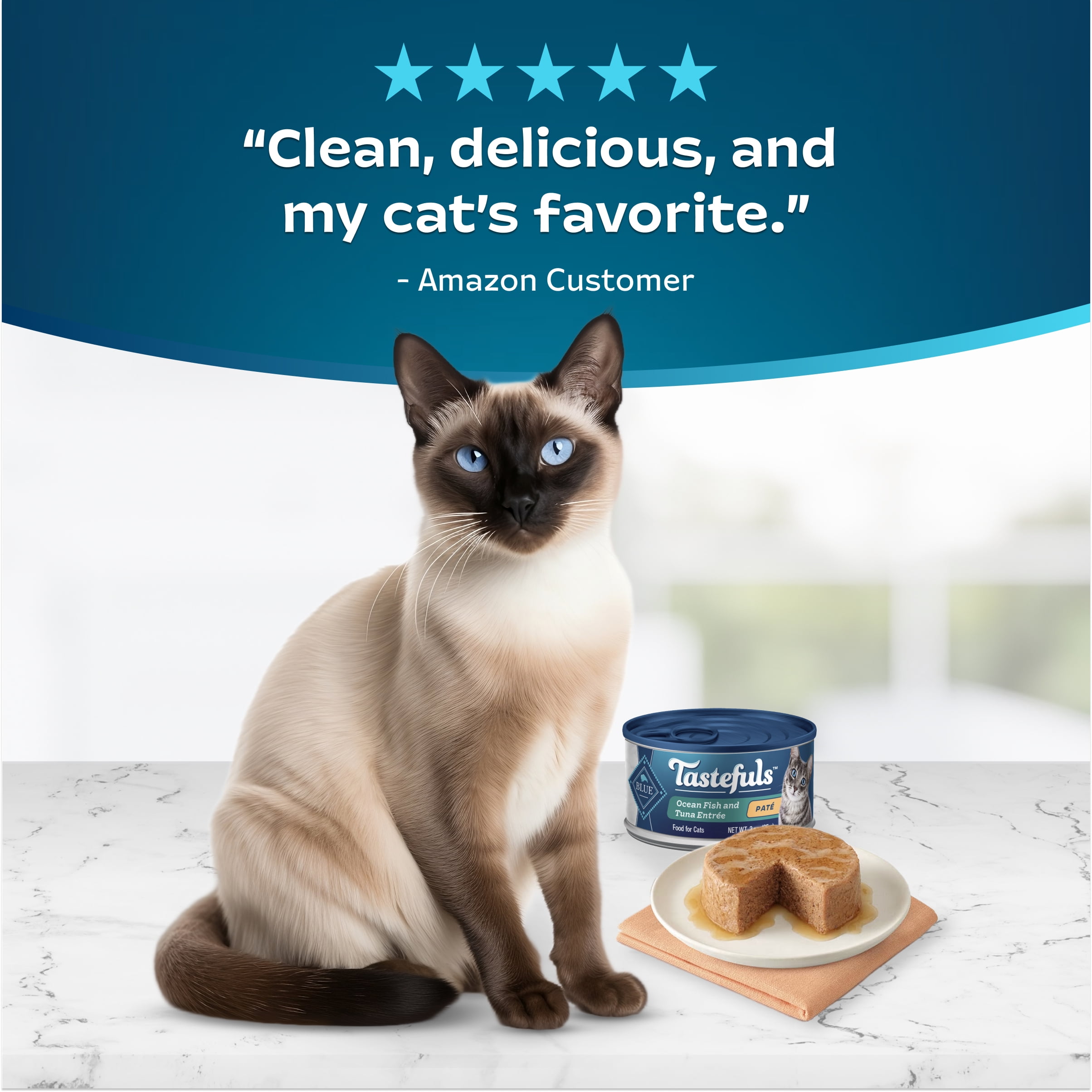 Blue Buffalo Tastefuls Natural Wet Cat Food Cans, Paté Style, Ocean Fish and Tuna Entrée 3-oz Cans (Pack of 4)