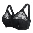 thumbnail image 2 of Gymayou Women Ultra Thin Sheer Lace Wireless Bra No Underwire Breathable Mesh Push Up Adjustable Straps Transparent Lingeries Black 46, 2 of 4