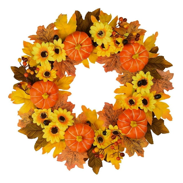 Fall Wreath Front Door Artificial Window Showcase Decorative Garland Hanger Party Thanksgiving Decor