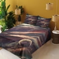 thumbnail image 4 of Ambesonne Outer Space Fitted & Top Sheet Set with Shams, Nebula Planet Cloud, Dried Rose Ivory, 4 of 8