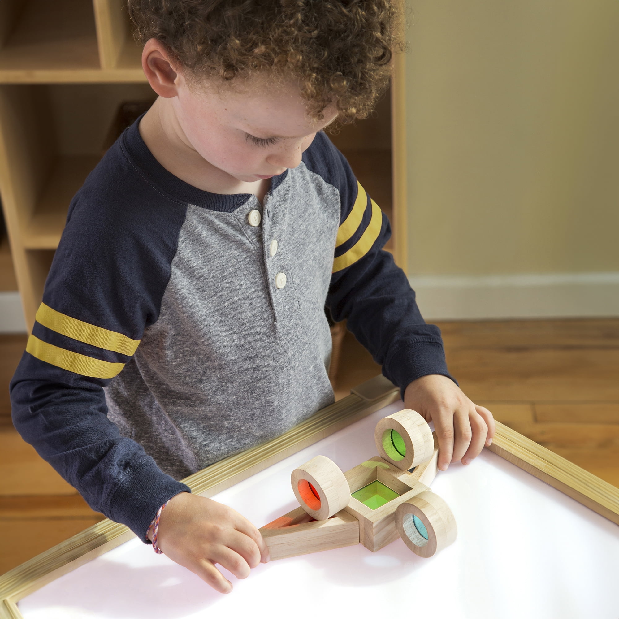 Guidecraft Kids' LED Tabletop Lightbox: Childrens Educational Activity Light Display Table, Toddler Building Block Toys Play Center