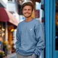 thumbnail image 1 of Dalix Ghost Embroidery Relaxed Crewneck Sweatshirt Soft Fleece Fit Lounge Mens in Pebble Blue L Large, 1 of 2