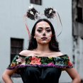 thumbnail image 3 of Diadema de Halloween con purpurina plateada y lentejuelas de calavera, cinta para el pelo con oropel de aluminio para fiesta de Halloween, 3 of 5