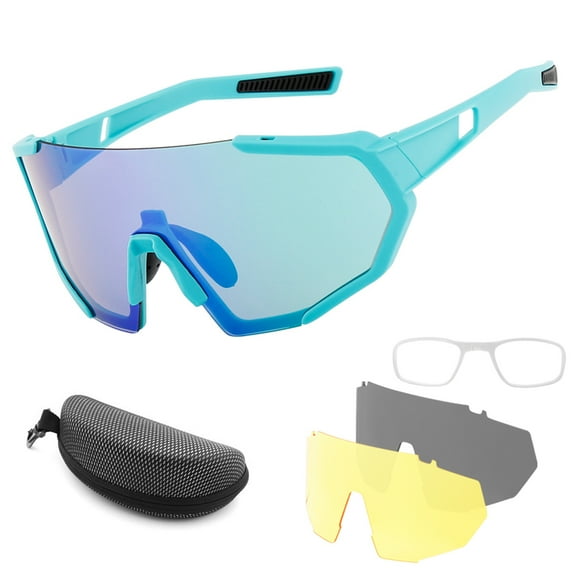 Cycling Glasses with 2 Interchangeable Lenses UV400 Sports Sunglasses MTB Road Bike Glasses for Men Women Running Driving Fishing Baseball Golf