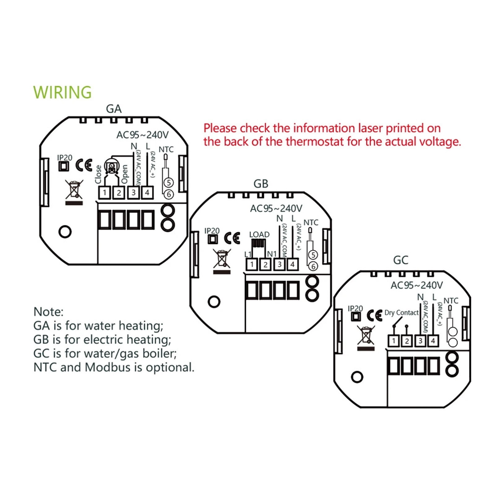 Smart Thermostat Gas Boiler Water Heating Thermostat Backlight/Temperature/Sensor/Time Temperature Calibration Adjustment ,Easy Installation
