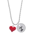 thumbnail image 1 of Delight Jewelry Silvertone 3-D Red Puffy Heart Silvertone Script Initial Disc - I - Charm Necklace, 20"+3", 1 of 4
