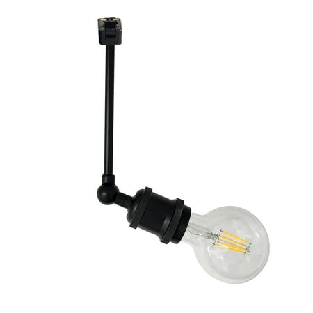 

FSLiving J-Type Track Pendant Lights Adjustable Angle Metal Track Light Vintage Design Matte Black E26 Base Lamp for Wall Painting Kitchen Dining Room Loft (Bulb & Track Sold Separately) - 1 Light