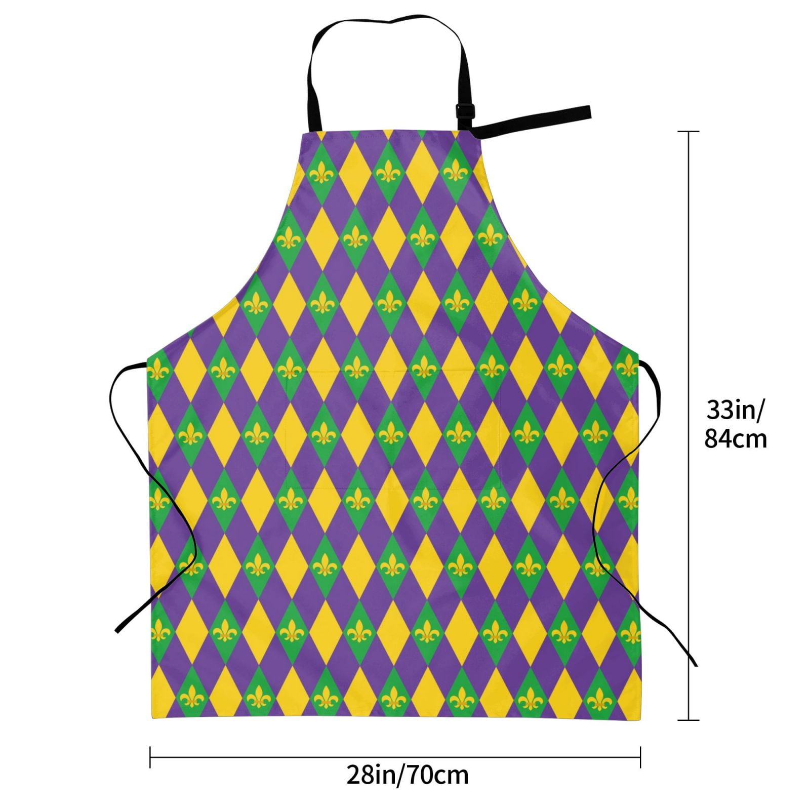 Kdxio Mardi Gras Apron with Pockets Adjustable Kitchen Aprons for Men Women Waterproof Aprons for Cooking,Drawing,Crafting, Baking Household Cleaning