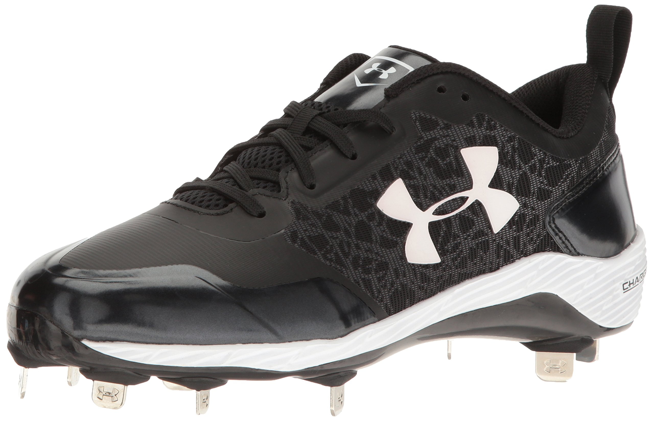 New Under Armour Yard Low ST Mens Metal Baseball Cleats Black White sz 16 $74.99 