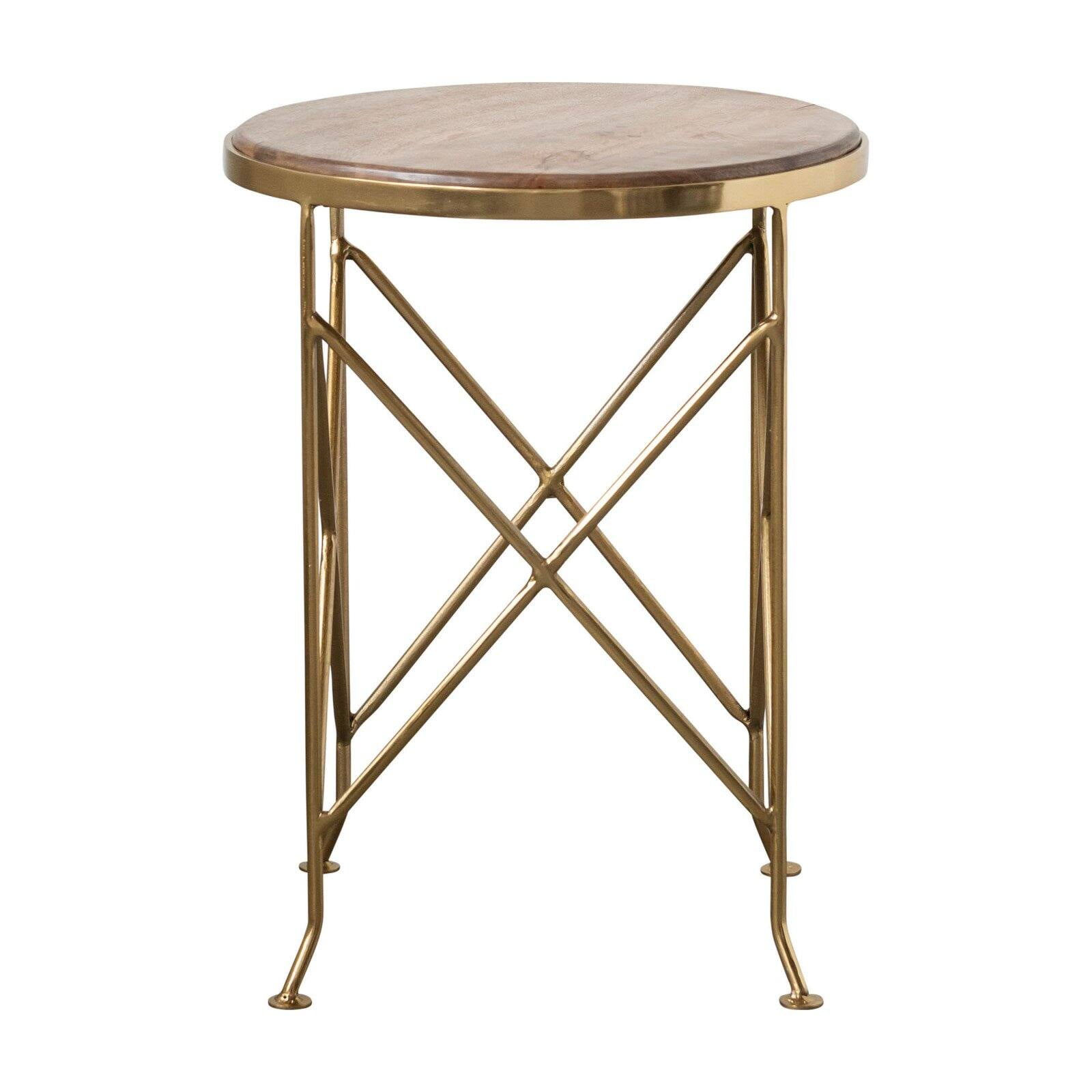 3R Studios Contemporary Mango Wood and Metal Side Table