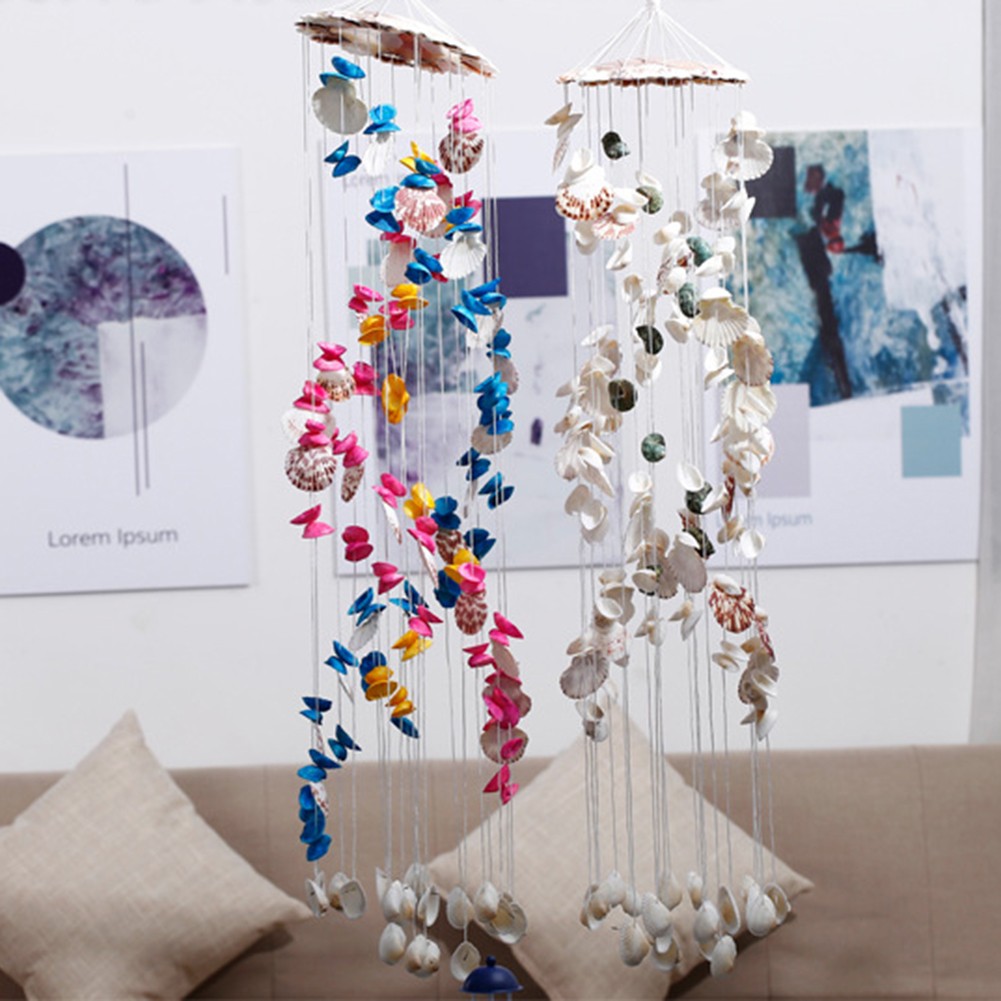 Gesuoke Shell Wind Chime Ornament Beach Out Door Decor Seashell Hanging Wind-bell Out Door Decoration Conch Window Home Supply