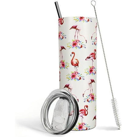 

Cute Flamingo tumbler Flamingo Gifts for Women Flamingo Tumbler with lid and straw 20 oz Flamingo Coffee Travel Mug Floral and Flamingo Gifts for Women Pink Flamingo Insulated Tumblers Decor