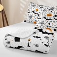 thumbnail image 4 of Homewish Classic Halloween Skeleton Bed Spread Queen,Bat Pumpkin Pattern Queen Coverlet Set,White Orange Black,3-Piece, 4 of 7