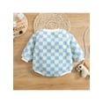 thumbnail image 3 of Qiylii Baby Girls Boys Casual Long Sleeve Romper Fashion Lamb Wool Checkerboard Round Neck Triangle Jumpsuits,0-24M, 3 of 9