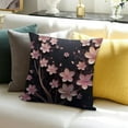 thumbnail image 3 of Creowell  Pink Blossom and Stars Glitter，Printed Pillows Case Soft Throw Pillow Printing Couch Pillowcase Square ,Pink and Black, 3 of 5