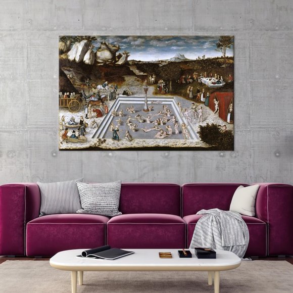 Lucas Cranach Inspired The Fountain of Youth Wall Art High-Quality Reproduction Canvas Perfect for Modern Home and Holiday Decor