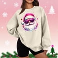 thumbnail image 2 of Feancey Funny Graphic Sweatshirts for Women Christmas Ugly Sweatshirt Oversized Long Sleeve Crewneck Pullover Cute Santa Claus Print Tops Beige XL, 2 of 6
