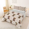 thumbnail image 3 of Manfei Cute Highland Cattle Queen Comforter Set 3 Pieces,Cartoon Floral Animal Comforter Sets Queen,Light Beige Brown,1 Comforter and 2 Pillowcases,Reversible, 3 of 6