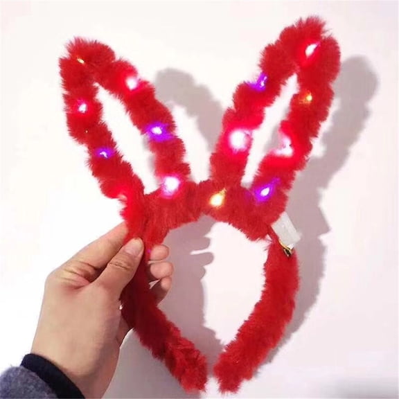 MSJUHEG Western Headbands,Glow Headbands,Glow in the Dark Headband,Light Up Hair Accessories,Light Up Headband,Led Club Concert Light Up Rabbit Hairband Red One Size