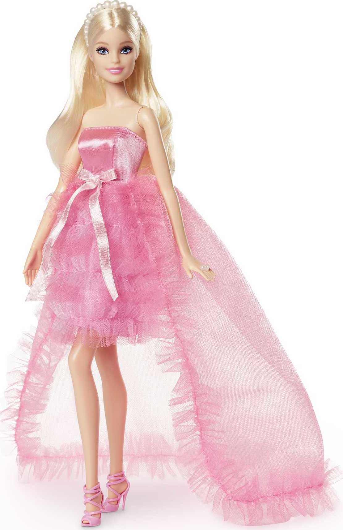 Barbie Doll, Birthday Wishes, Giftable, Blonde in Pink Dress - Walmart.com