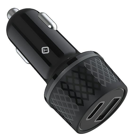 TekYa 43W Power Delivery USB-C and USB-A Dual Port Car Charger Head - Black
