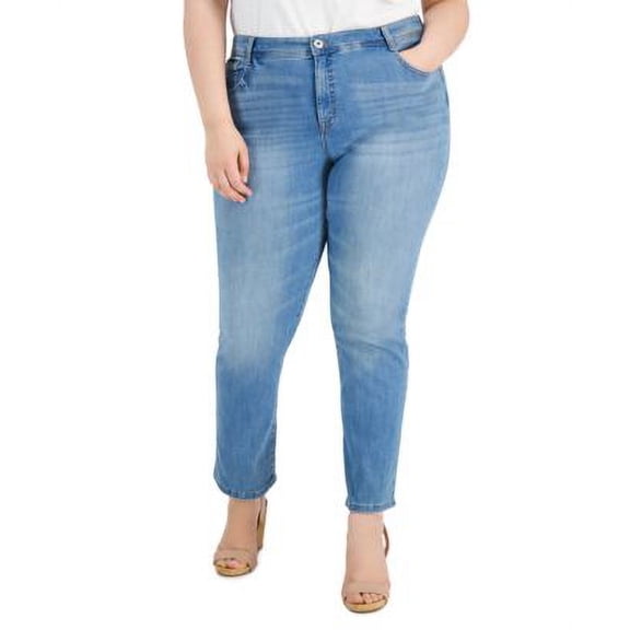 MSRP $50 Style & Co Plus Size High-Rise Slim-Leg Jeans Blue Size 16W