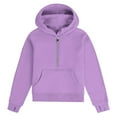 thumbnail image 2 of vdgthytj Girls Half Zip Hoodies Kids Trendy Long Sleeve Fleece Pullover Hooded Sweatshirts with Thumb Hole, 2 of 4
