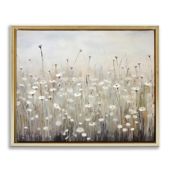 Stupell Industries Eclectic Abstract Speckled Flowers Gold Floating Frame Canvas Art, 21 x 17, by Petals Prints Design