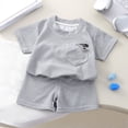 thumbnail image 2 of Splozh Toddler Boys Clothes Toddler Boy Summer Clothes Solid Short Sleeve T Shirt Shorts Sets with Pockets 2 Piece Outfit Grey,2-3 Years, 2 of 6