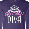 thumbnail image 4 of Inktastic Birthday Diva in Pink with Tiara Long Sleeve T-Shirt, 4 of 5