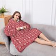 thumbnail image 5 of Oversized Wearable Blanket Hoodie,Red Christmas Knitted Pattern Sherpa Blanket Hoodie with Super Pockets,Super Warm Fuzzy Pullover for Women & Men, 5 of 6