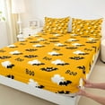 thumbnail image 3 of Manfei Halloween Boo Bed Sheets Set King Size, Magic Bat Bedding King Size, Horror Gothic King Sheet Sets, Breathable Bedroom Decoration, 4-Piece, 3 of 7