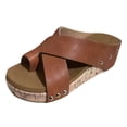 thumbnail image 1 of Bmisegm Women's Solid Color Sandals with Sloping High Heels Sandals Women Summer Coffee 8.5, 1 of 8
