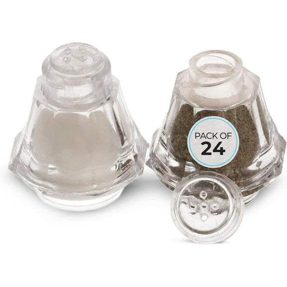 Crafts Central Plastic Mini Salt and Pepper Shakers For Party’s, Restaurants and Wedding’s - 24 Pcs