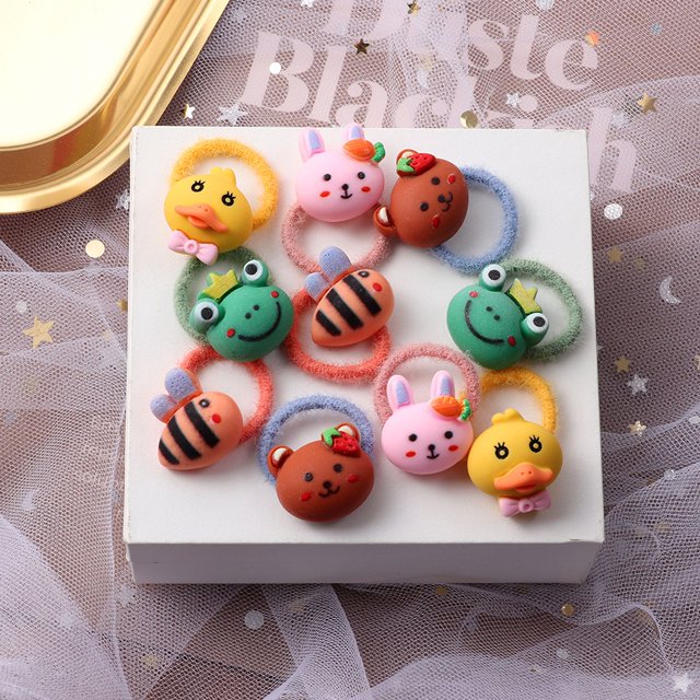 Bandas elásticas para el pelo para niña, accesorios para el cabello, diadema de animales de dibujos animados, adornos para regalo, 10 unidades por Set