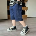 thumbnail image 3 of Boys Denim Shorts Slim Fit Loose Elastic Waist Summer Trousers Short Boys Summer Clothes Toddler Shorts for Boys 4-6 Years, 3 of 5