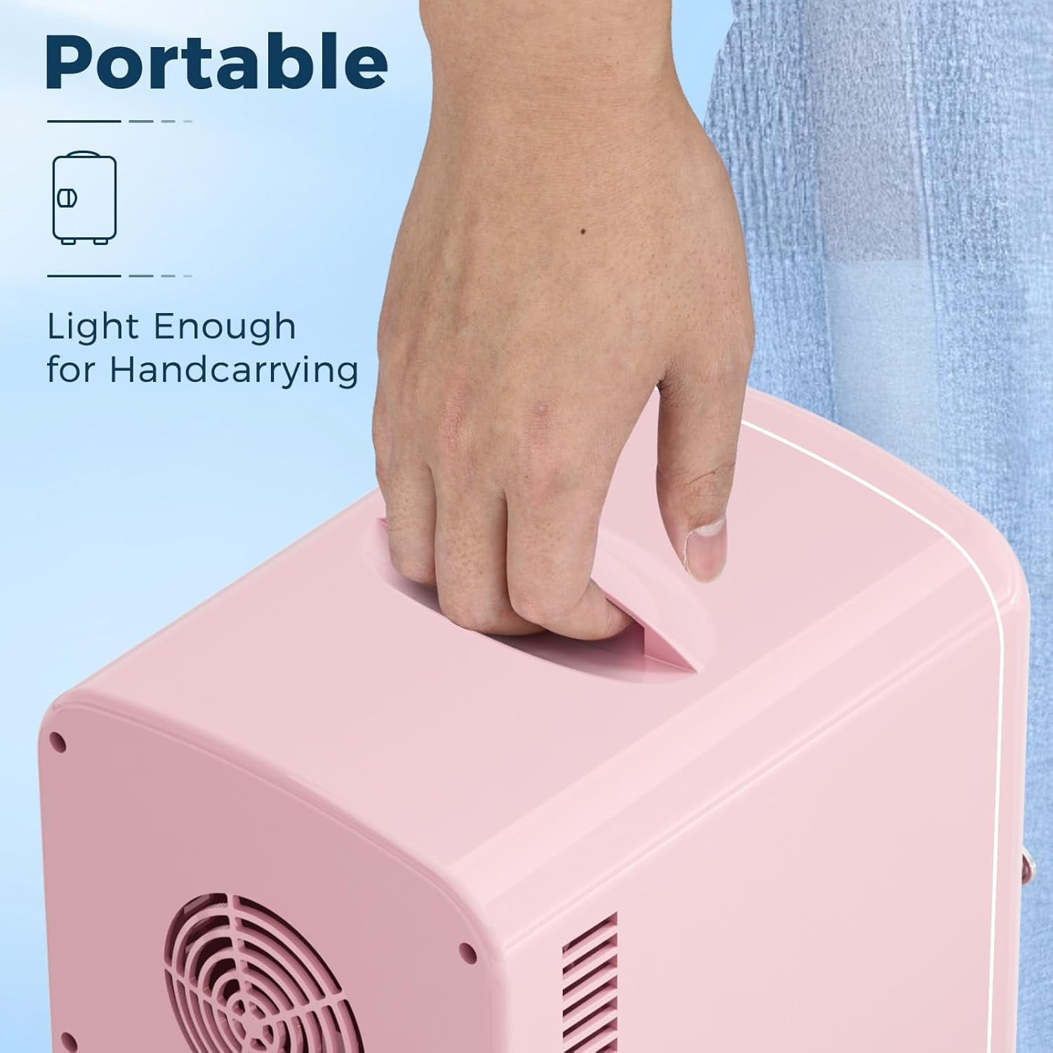 Mini Fridge,4 Liter / 6 Can Small Refrigerator No Freezer for Bedroom,Car,Office & Dorm,AC100-120 V/DC 12 V Portable Thermoelectric Cooler & Warmer for Skincare,Food,Drinks,Wine,Beverage - Pink