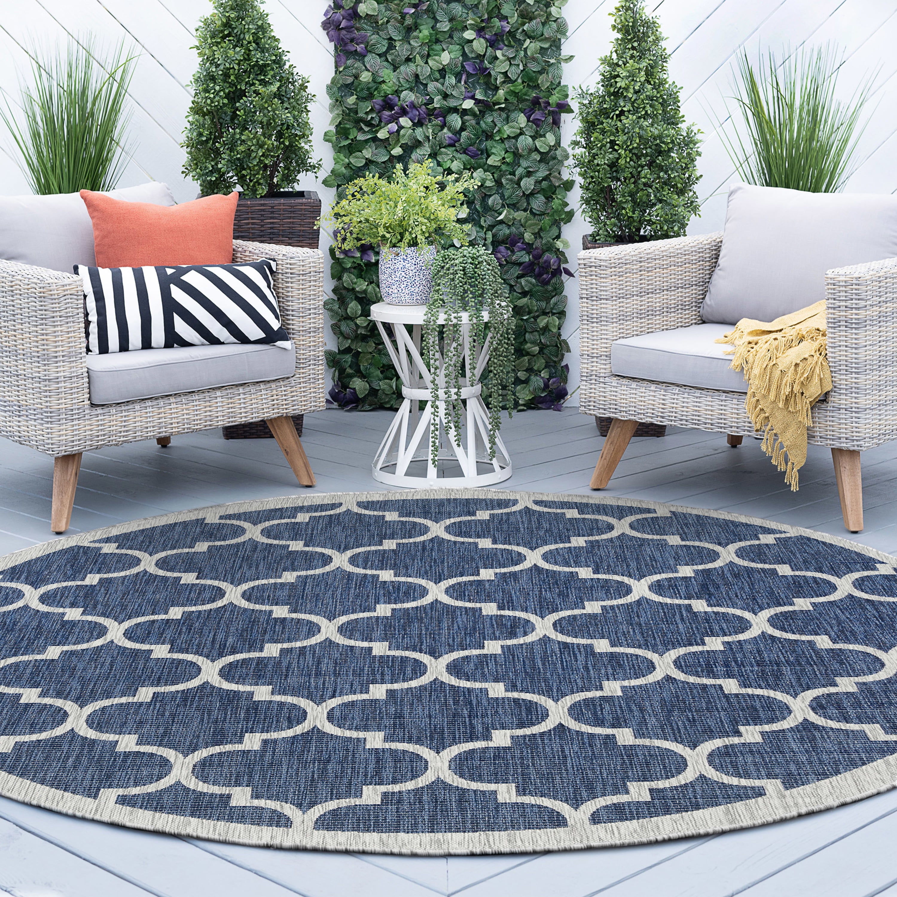 Bliss Rugs Irisa Contemporary Indoor/Outdoor Round Area Rug Walmart